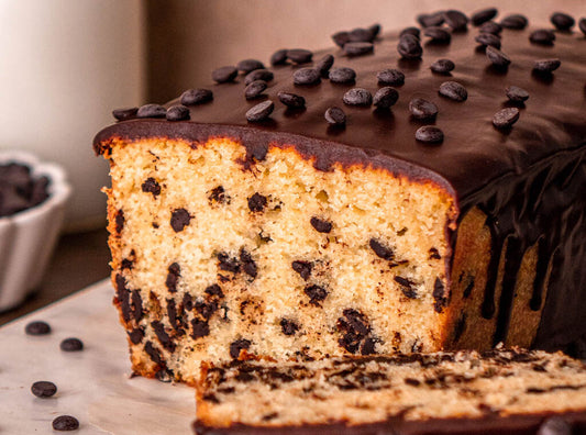 Cross section of Chocolate Chip Loaf Cake