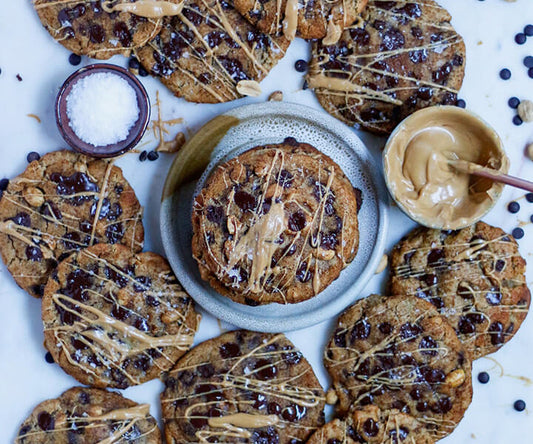 Oat milk chocolate chip peanut butter miso cookies