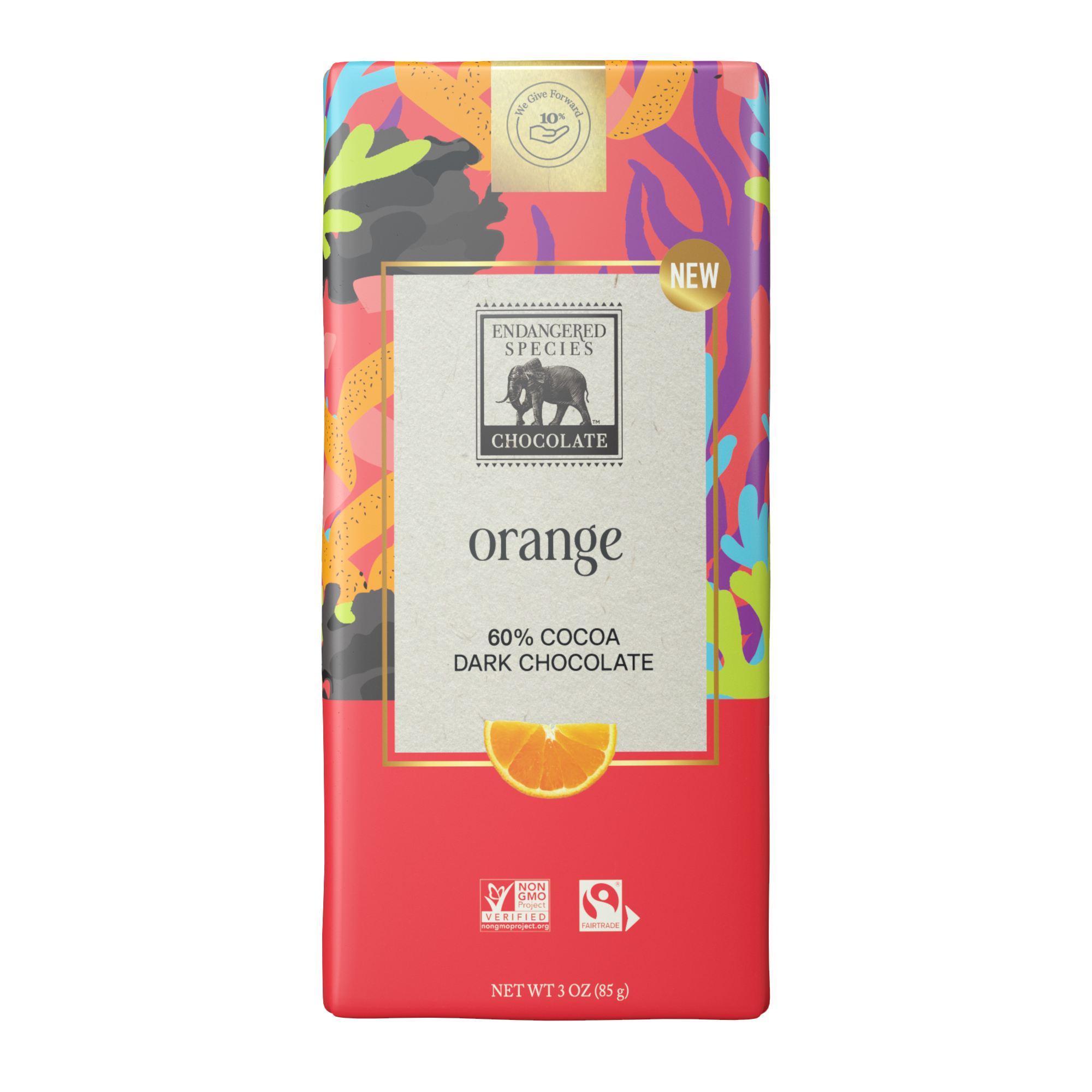 orange + 60% dark chocolate – Endangered Species Chocolate orange + 60% dark chocolate – Endangered Species Chocolate