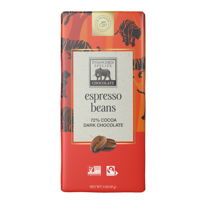 espresso beans + 72% dark chocolate