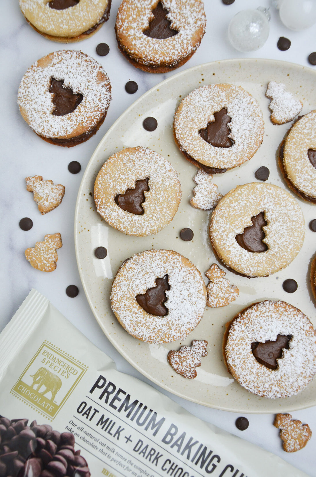 chocolate filled holiday cookies and chocolate chips