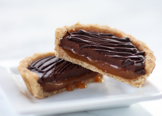 Salted Caramel Almond Chocolate Tart Cross Section