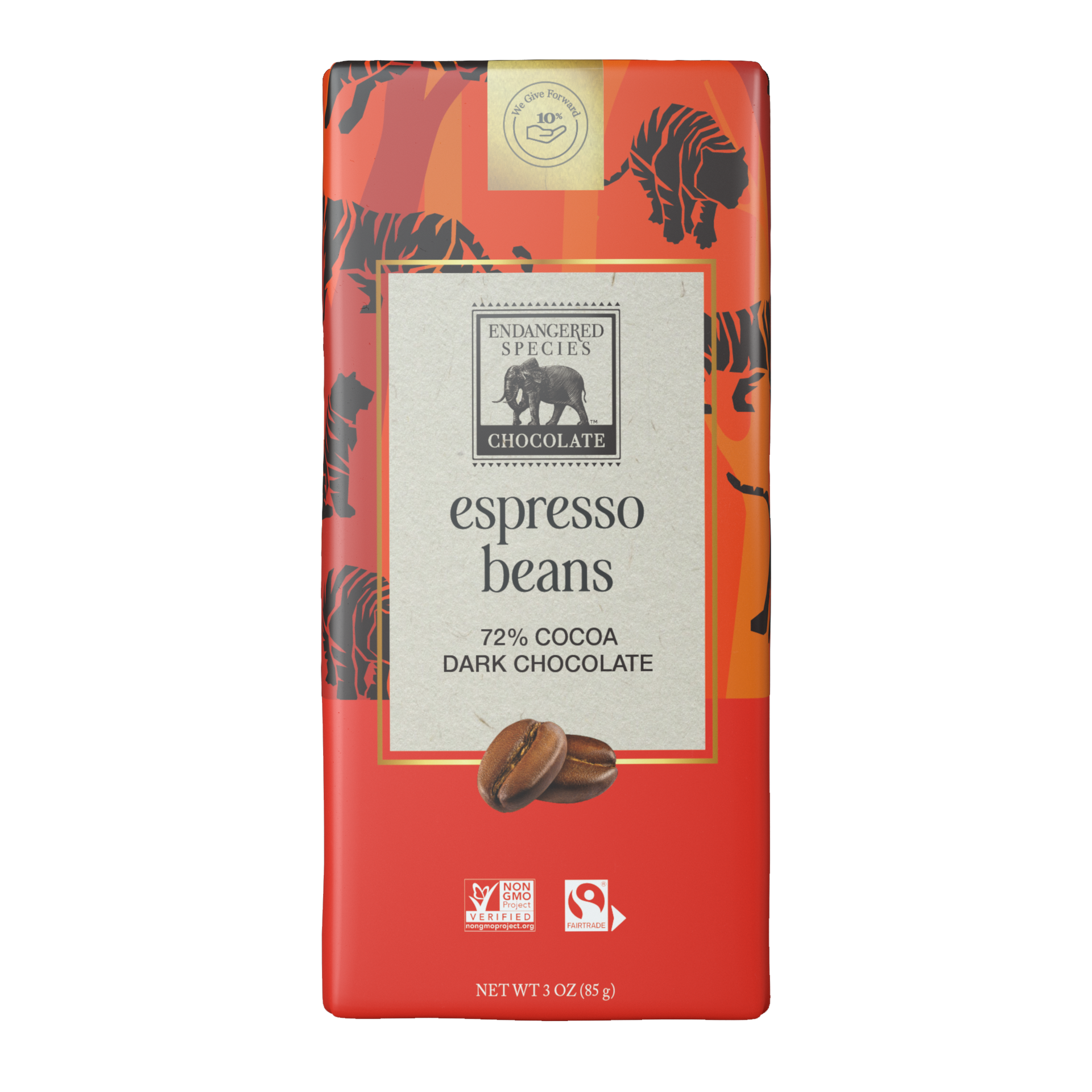 【ちょこ】エマーキット espresso beans + 72% dark chocolate – Endangered Species Chocolate