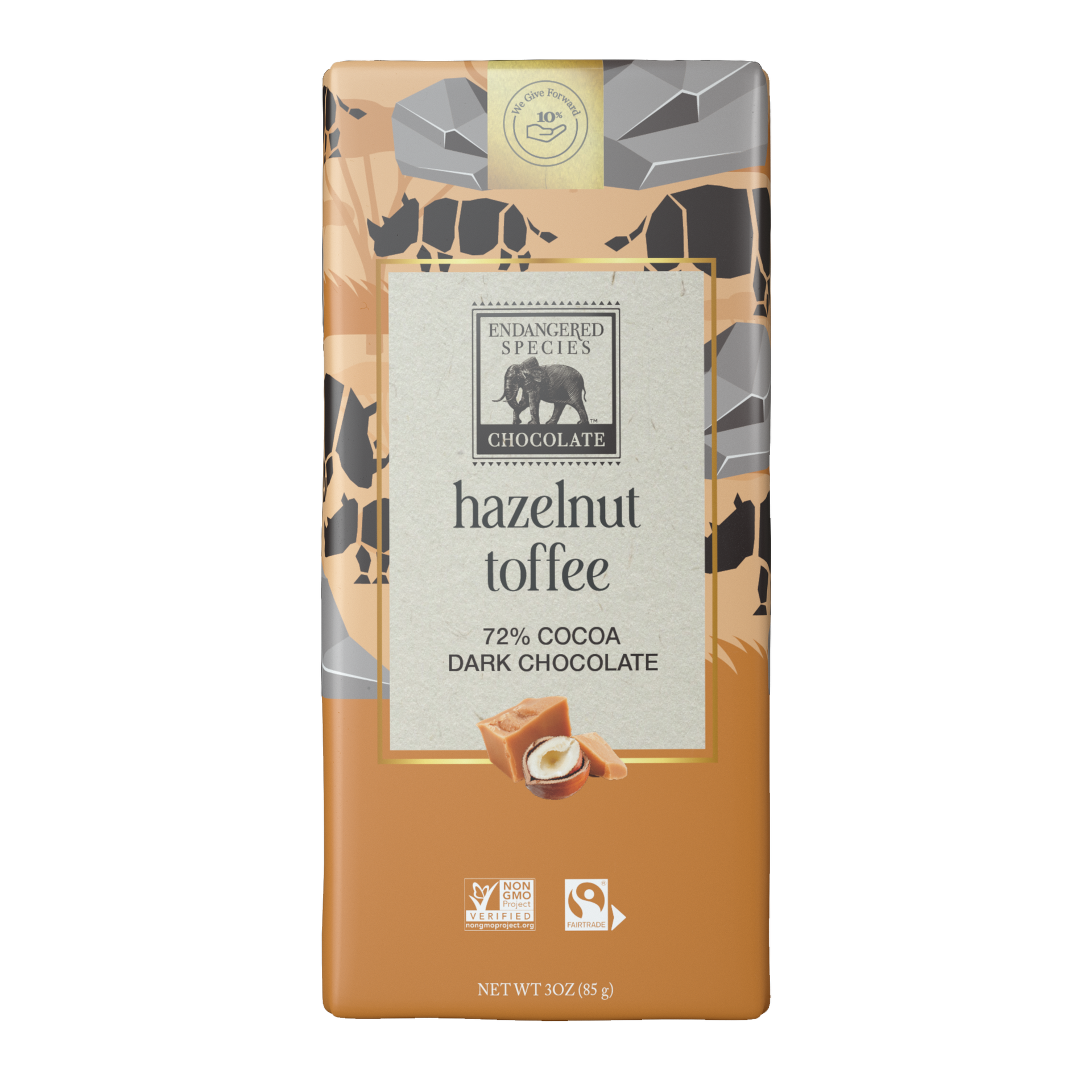 Chocolate ページ hazelnut toffee + 72% dark chocolate – Endangered Species Chocolate