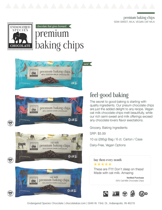 premium baking chips Endangered Species Chocolate